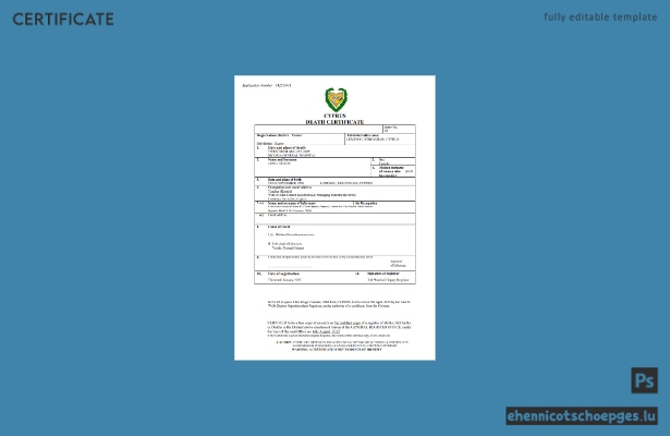 Zyprisches Personenstandsregister: Sterbeurkunde (Word- und PDF-Beispiel)
